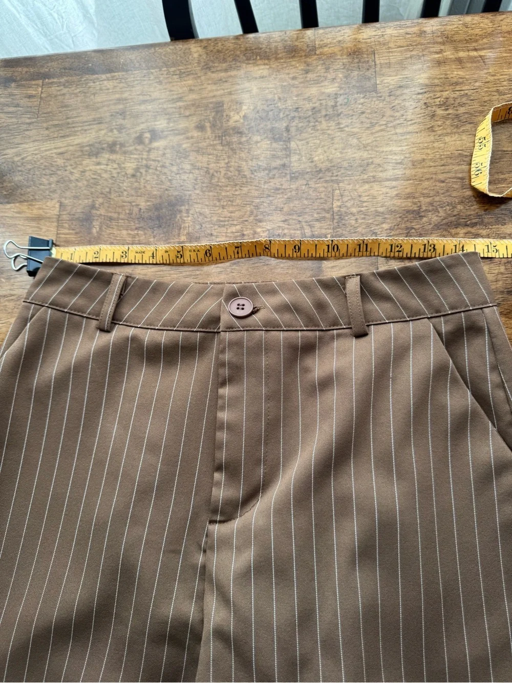 Tailored Wide-Leg Brown Pinstripe Men’s Trousers